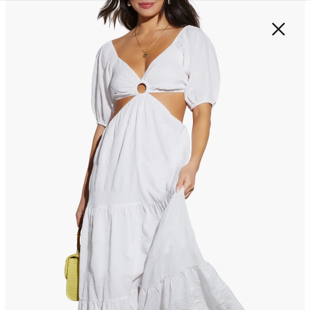 NEW Vici White Cartagena Cutout Tiered Maxi Dress